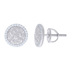 925 Sterling Silver Womens Cubic-Zirconia Nugget Round Stud Earrings