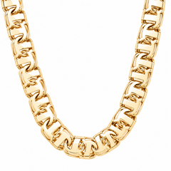 10KT Gold 10MM Chino Bar Chain with Greek Border 22 Inches (Free Engra