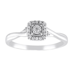 ENGAGEMENT RING 0.10CT ROUND DIAMOND 10K WHITE GOLD
