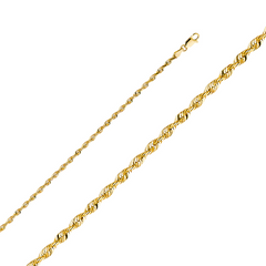 10KT Gold Solid 3MM Rope Bracelet 7.5 Inches