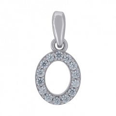 925 Sterling Silver Cubic-Zirconia Initial O Charm Pendant