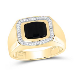 1/6CTW-DIA P1-9X7 MM-ONYX BLACK MENS RING