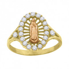 10kt Tri-Color Gold Womens Virgin Mary Virgen de Guadalupe Ring