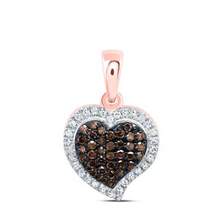 10KT ROSE GOLD 1/5CTW-NAT DIA P1 GIFT COGNAC NATURAL CHOCOLATE DIAMOND HEART PENDANT
