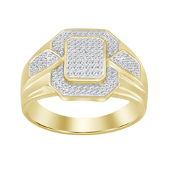 MEN'S RING 0.25CT ROUND DIAMOND 10K YELLOW GOLD