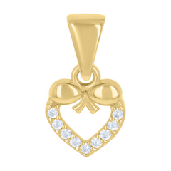 10kt Yellow Gold Womens Cubic-Zirconia Heart Charm Pendant