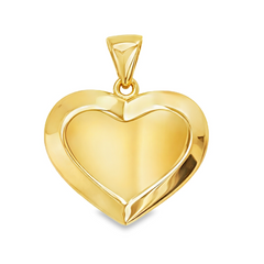 10KT Yellow Gold 17MM Heart Pendant FREE ENGRAVING