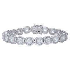 925 Sterling Silver Womens Cubic-Zirconia Link Fashion Bracelet Size 7 Inches