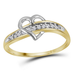 10KT GOLD 1/20CT GENUINE DIAMOND HEART RING SIZE 8