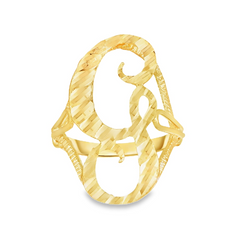 10KT Gold Women's Large Diamond Cut Initial G Ring