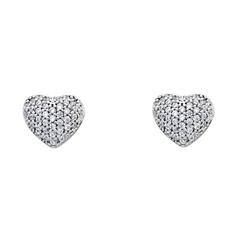 14KY CZ Heart Stud Earrings