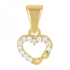 10kt Yellow Gold Womens Cubic-Zirconia Infinity Heart Charm Pendant 8MM