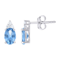 925 Sterling Silver Womens Blue White Oval Round Cubic-Zirconia Oval F