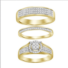 TRIOS SET 0.50CT ROUND DIAMOND 10K YELLOW GOLD