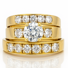 10KT Gold His and Hers Wedding Trio Set