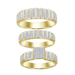 TRIO RING SET 1/2 CT ROUND DIAMOND 10K YELLOW GOLD