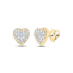 1/3CTW-NAT DIA P1 GIFT HEART BAGUETTE EARRING