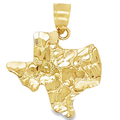 10KT Gold Small Texas Nugget Pendant 3/4 IN