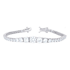 925 Sterling Silver Womens Cubic-Zirconia Tennis Bracelet 7.25 Inches