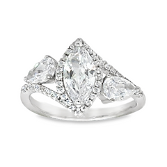 925 Sterling Silver Womens Marquise Solitaire Cubic-Zirconia Engagemen