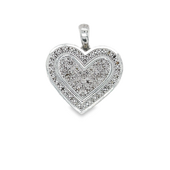 Lady's White Silver Heart Pendant CTW: 0.28