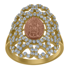 10kt Two-Tone Gold Womens Cubic-Zirconia Virgen de Guadalupe Religious