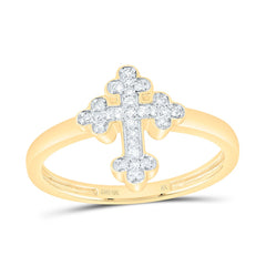 10KT Gold Women's 1/10CTW Diamond Cross Ring