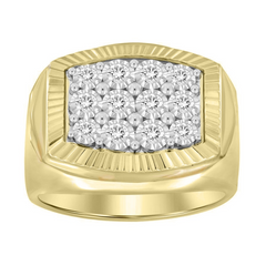 MEN'S RING 0.25CT ROUND DIAMOND 10K YELLOW GOLD