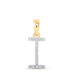 10k Yellow Gold Diamond I Initial Pendant 1/12 Cttw