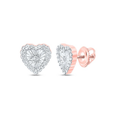 10KT ROSE GOLD 1/8CTW NATURAL DIAMONDS HEART STUD EARRING