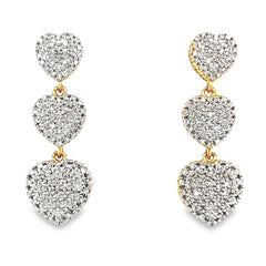 10K GOLD DIAMOND HEART EARRINGS 1.15 CTTW
