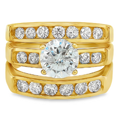 10KT Gold His and Hers Wedding Trio Set