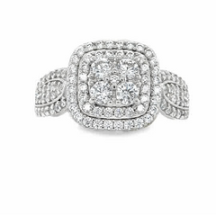 925 STERLING SILVER SQUARE CZ ENGAGEMENT RING