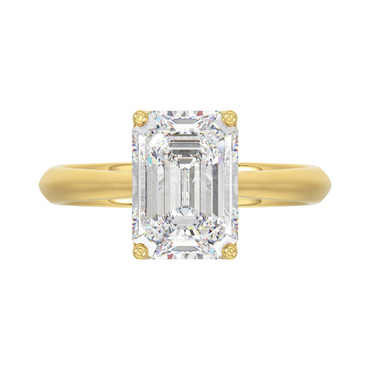 LADIES SOLITAIRE RING 4CT EMERALD DIAMOND 14K YELLOW GOLD