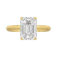 LADIES SOLITAIRE RING 4CT EMERALD DIAMOND 14K YELLOW GOLD