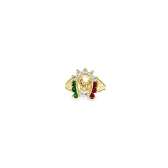 10KT YELLOW GOLD ROOSTER HORSESHOE MEN'S CZ RING