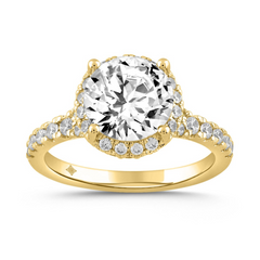 LADIES RING 3 3/4CT ROUND DIAMOND 14K YELLOW GOLD (CENTER STONE ROUND DIAMOND 3CT )