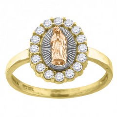 10kt Tri-Color Gold Womens Virgin Mary Virgen de Guadalupe Ring