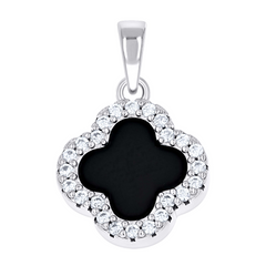 925 Sterling Silver Womens Cubic-Zirconia Black Clover Good Luck Penda