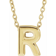 10KT Yellow Gold Initial R Necklace 17+1 Inches