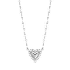 LADIES HEART 0.10CT DIAMOND NECKLACE IN STERLING SILVER