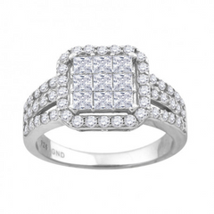 925 Sterling Silver Womens Princess Cut Cubic Zirconia Square Head Engagement Ring