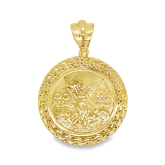 10KT Gold Tejido Chino Link Small Centenario Bezel with 10KT Gold Coin