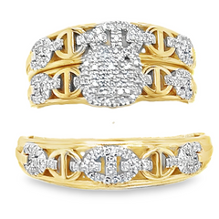10Kt Gold 0.29CT Diamonds Wedding Trio Set