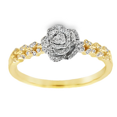 10KT Gold 0.14CT Diamond 3D Flower Ring