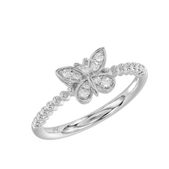 0.10CT Diamond Butterfly Ring in Sterling Silver