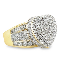 10K YELLOW GOLD ROUND DIAMOND HEART BRIDAL WEDDING RING SET 3.0 CTTW