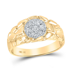 10kt Yellow Gold Mens Round Diamond Cluster Nugget Ring 1/4 Cttw