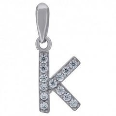 925 Sterling Silver Cubic-Zirconia Initial K Charm Pendant