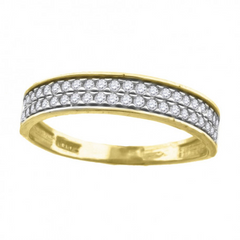10kt Two-Tone Gold Womens Round Cubic Zirconia Two Row Band Ring